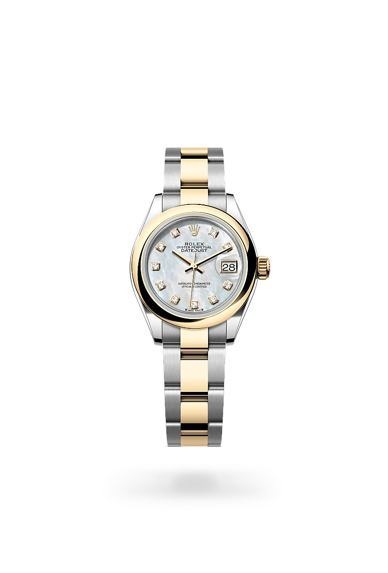 Rolex Lady-Datejust in Oyster, 28 mm, Oystersteel and yellow gold