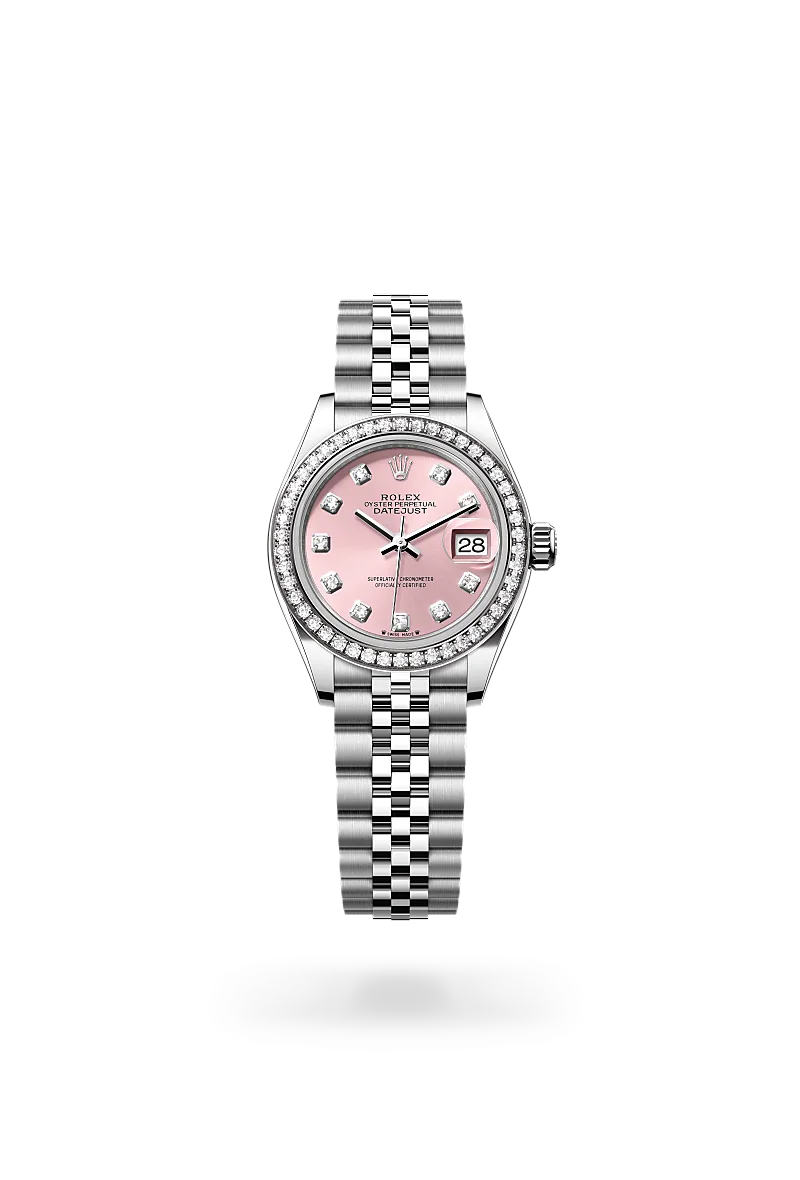 Rolex Lady-Datejust in Oyster, 28 mm, Oystersteel, white gold and diamonds