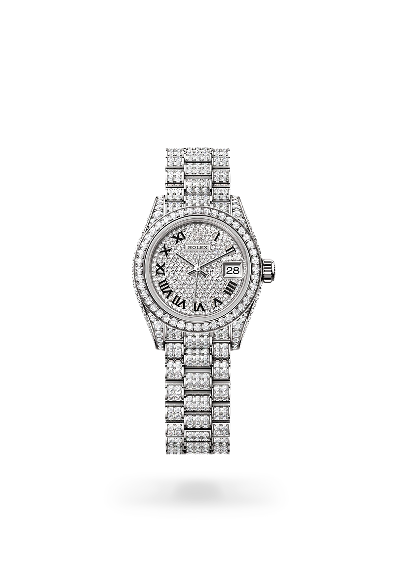 Rolex Lady-Datejust in Oyster, 28 mm, white gold and diamonds