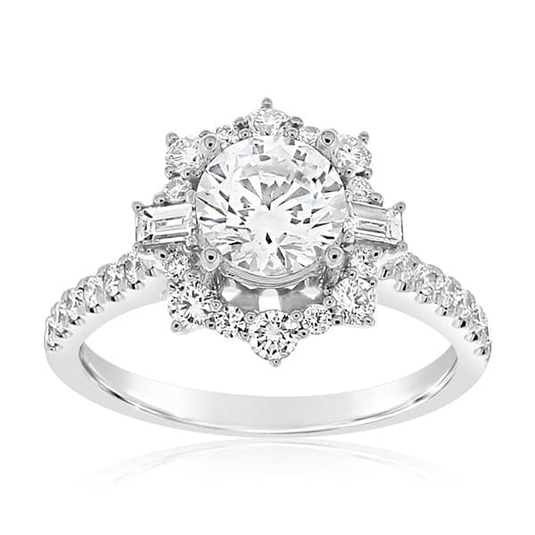 aspen ring - 1 carat round moissanite engagement ring, hexagon ring, d – J  Hollywood Designs