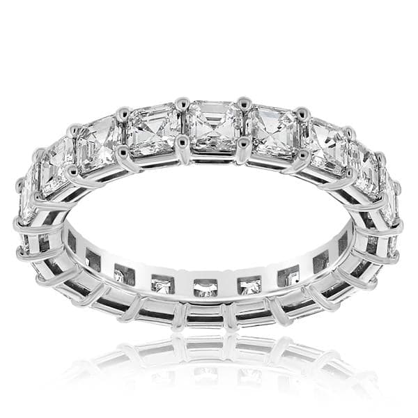 14K White Gold Asscher Cut Diamond Eternity Ring (3 CTW F-G /  VS1-VS2)-16017w1412a40