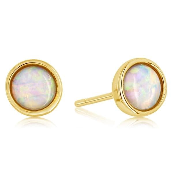 Bezel Set Opal Stud Earrings