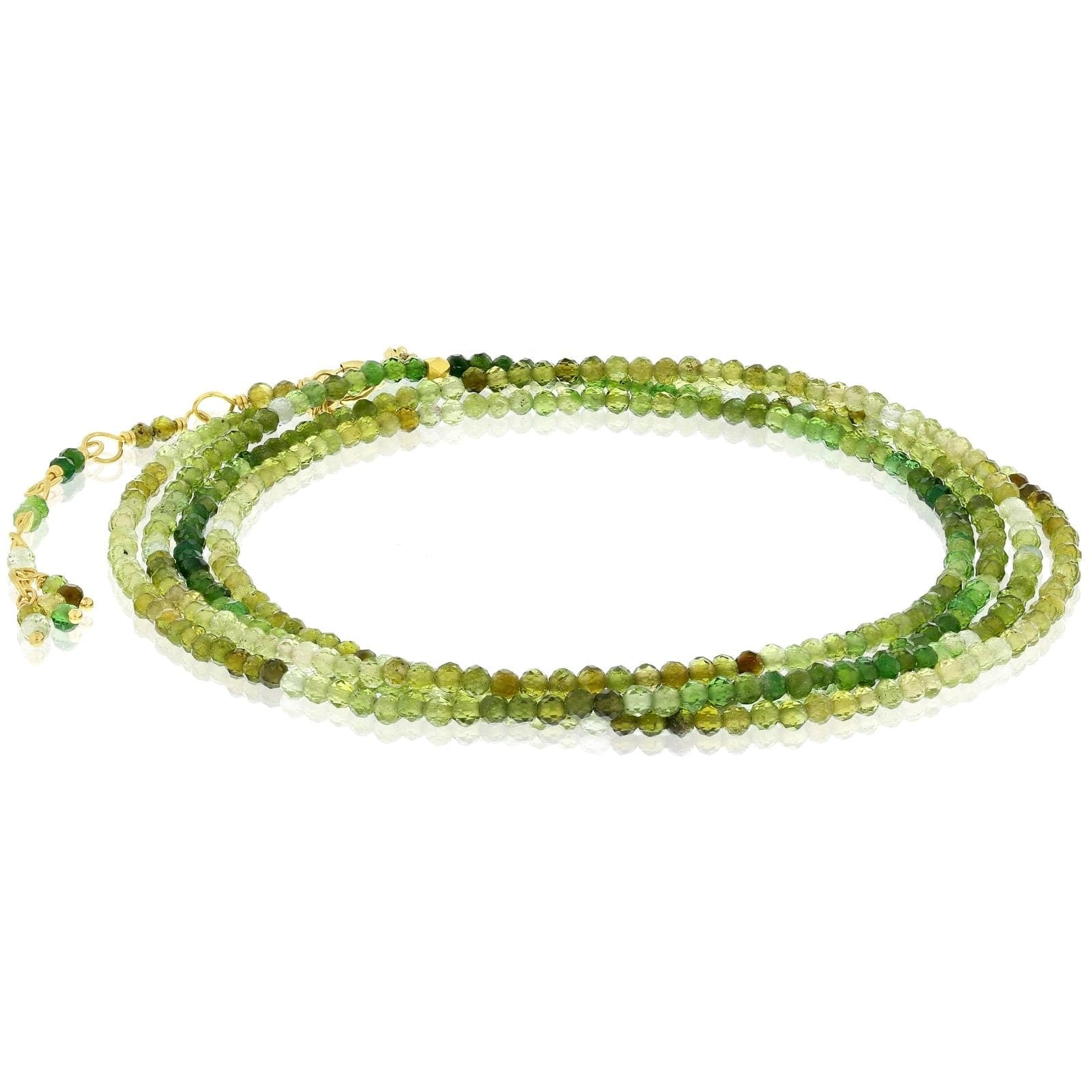 Prehnite, Crystal Quartz, Green Tourmaline and Brass Long Wrap Necklac –  Beads of Paradise