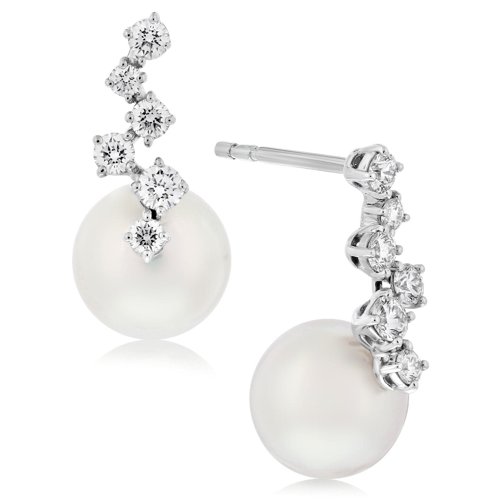 Pearl earrings PT platinum 0.2ct diamond earrings 11-12mm Daikei black  pearls pt900 platinum - Shop KOKO PEARL JEWELRY Earrings & Clip-ons - Pinkoi