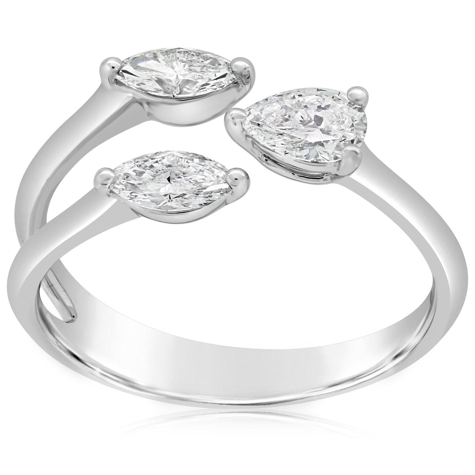 ASHI 2 Stone Halo Diamond Fashion Open Ring 443A3PCFHWG - Casale Jewelers