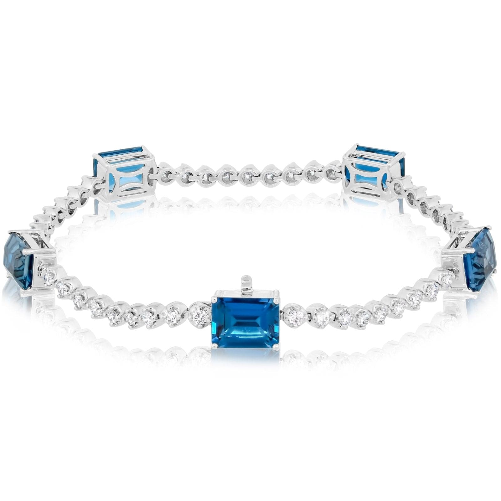 14K White Gold Blue Topaz and Diamond Bracelet - Josephs Jewelers