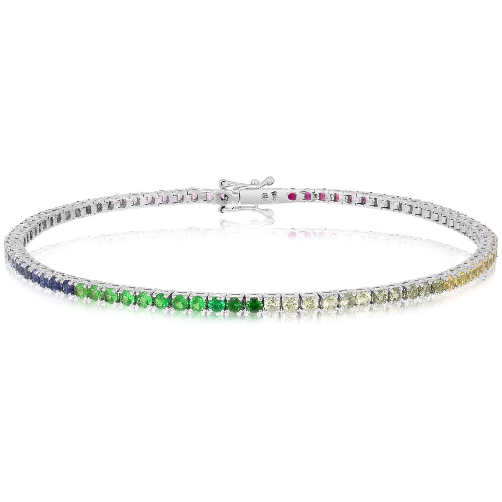 18k Rose Gold - Rainbow Sapphire Tennis Bracelet - 12.5 ctw