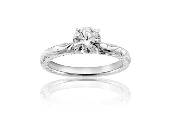 WHITEHOUSE BROTHERS Engraved Diamond Engagement Ring photo